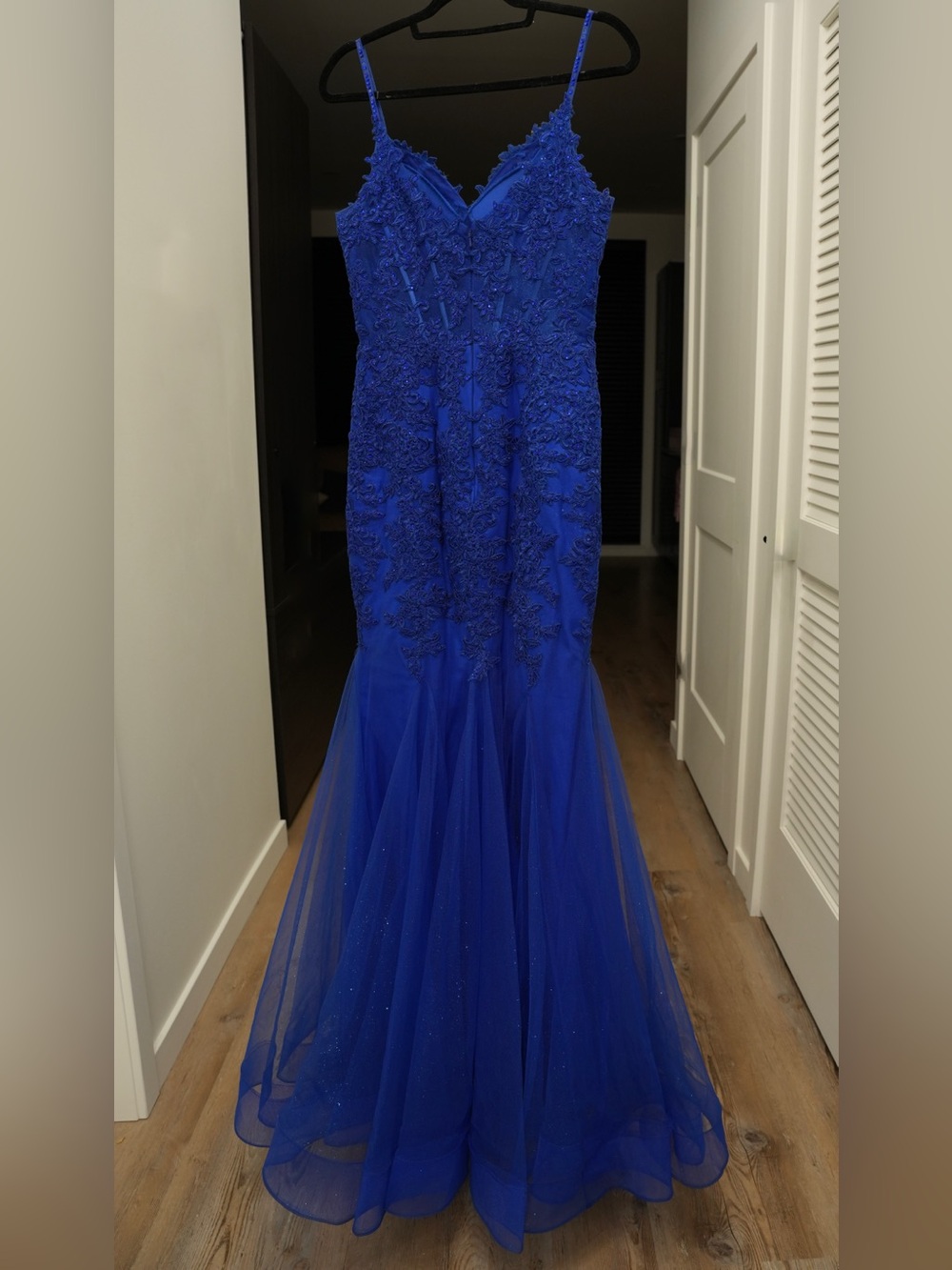 Royal Blue Embroidered Mermaid Evening Dress